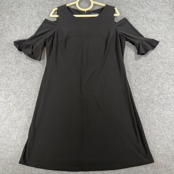 Tommy Hilfiger Dresses & Skirts - Tommy Hilfiger Womens Black Cold Shoulder Ruffle Sleeve Sheath Dress Size 14
